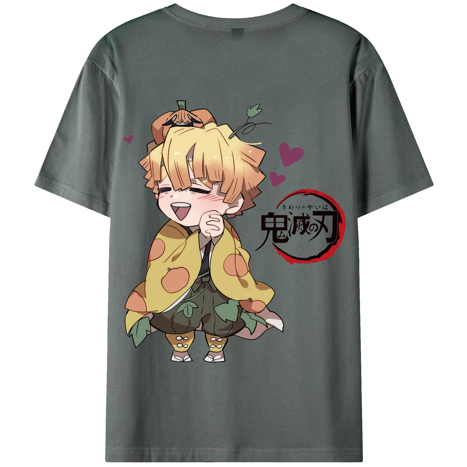 （画像用） 鬼滅の刃（きめつのやいば）我妻 善逸／あがつま ぜんいつ Agatsuma Zenitsu 綿100％半袖Tシャツ（背面プリント）